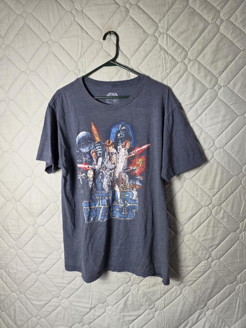 Star Wars Gray-Blue T-Shirt - Darth Vader, Luke Skywalker, Han Solo - XLarge